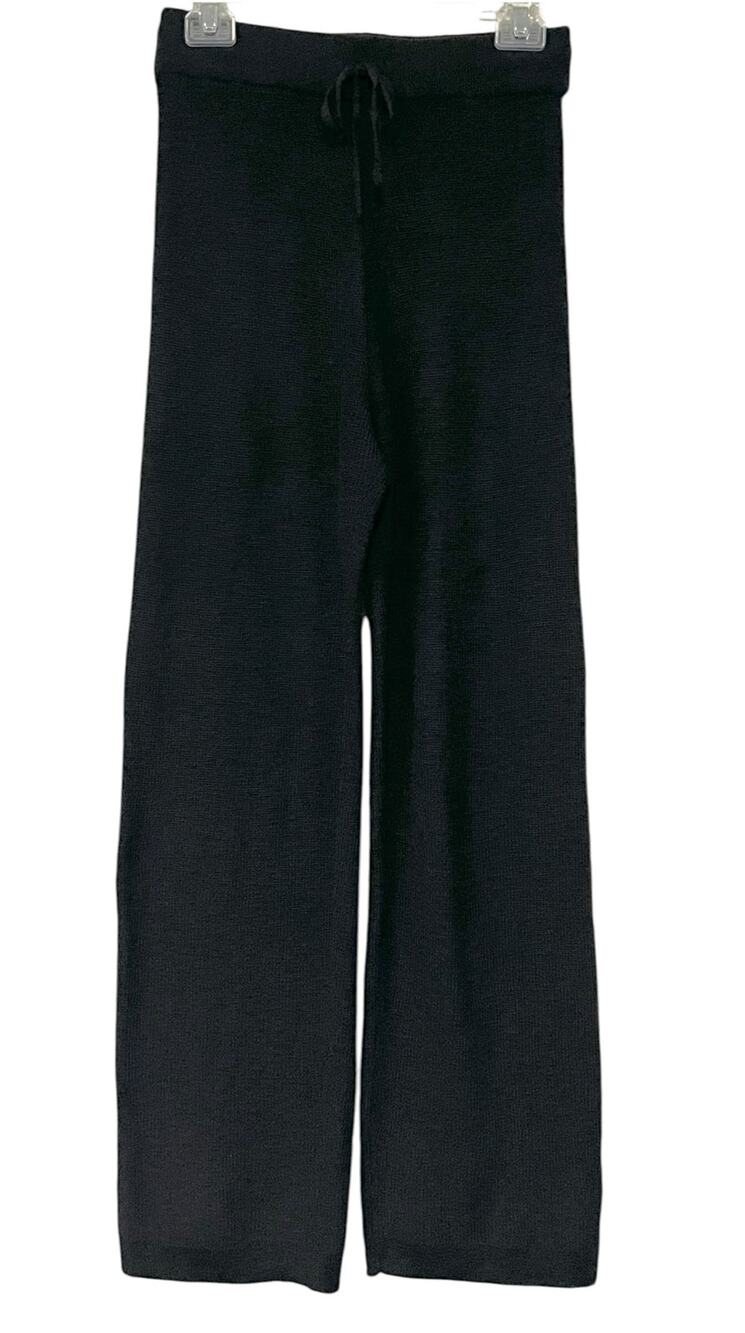 Free People Beach Womens S Sweater Knit Pants Black Wide Leg Cotton Blend